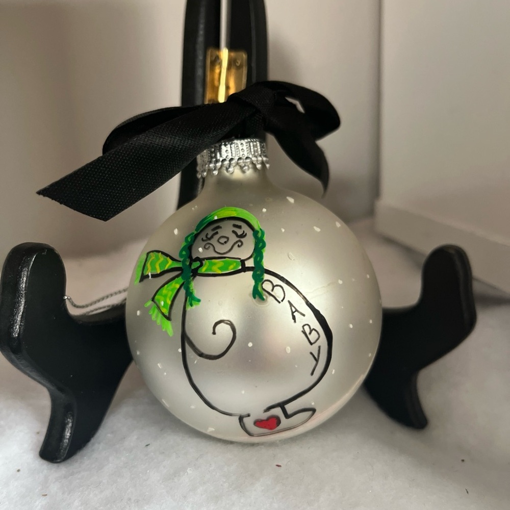 “Baby” maternity ornament snowmom